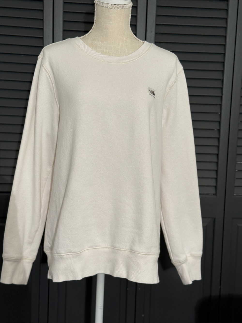 The North Face Square Heritage Logo Crewneck Sweatshirt Cream White Large